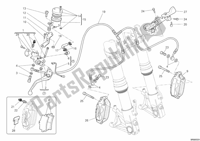 Todas las partes para Sistema De Freno Delantero de Ducati Hypermotard 1100 EVO SP 2011